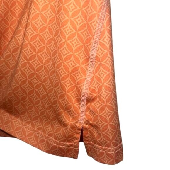 Adidas ClimaCool Sleeveless Orange Geometric Zip Polo Shirt L - Picture 5 of 8